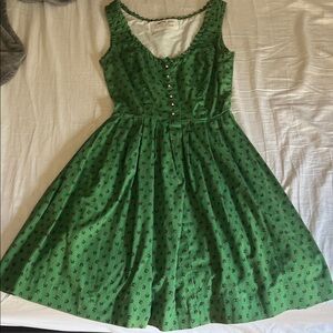 VINTAGE Green Sleeveless Dress with Button Details